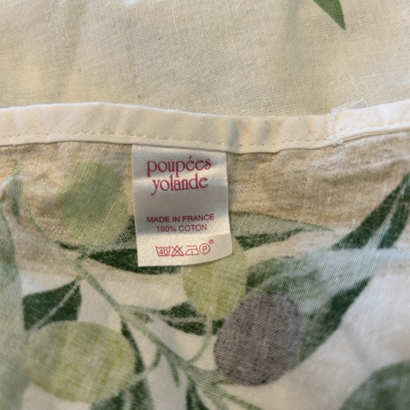 Poupees Yolande 64" Round Coated Cotton Tablecloth Olive Print Green Made France - Picture 2 of 7